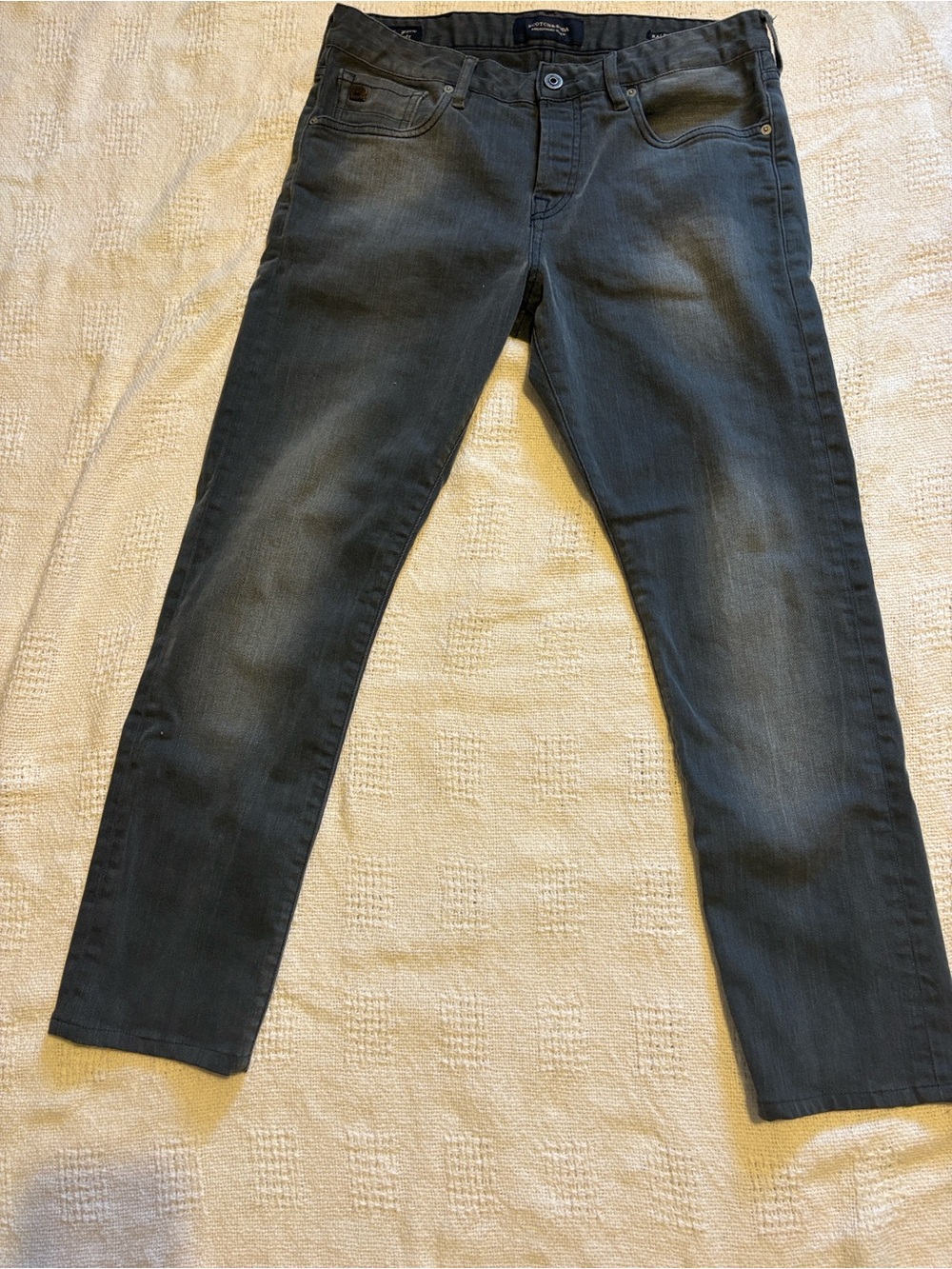 Scotch & Soda Ralston Mens 30x32 Gray Slim Straight Stretch Jeans Faded
